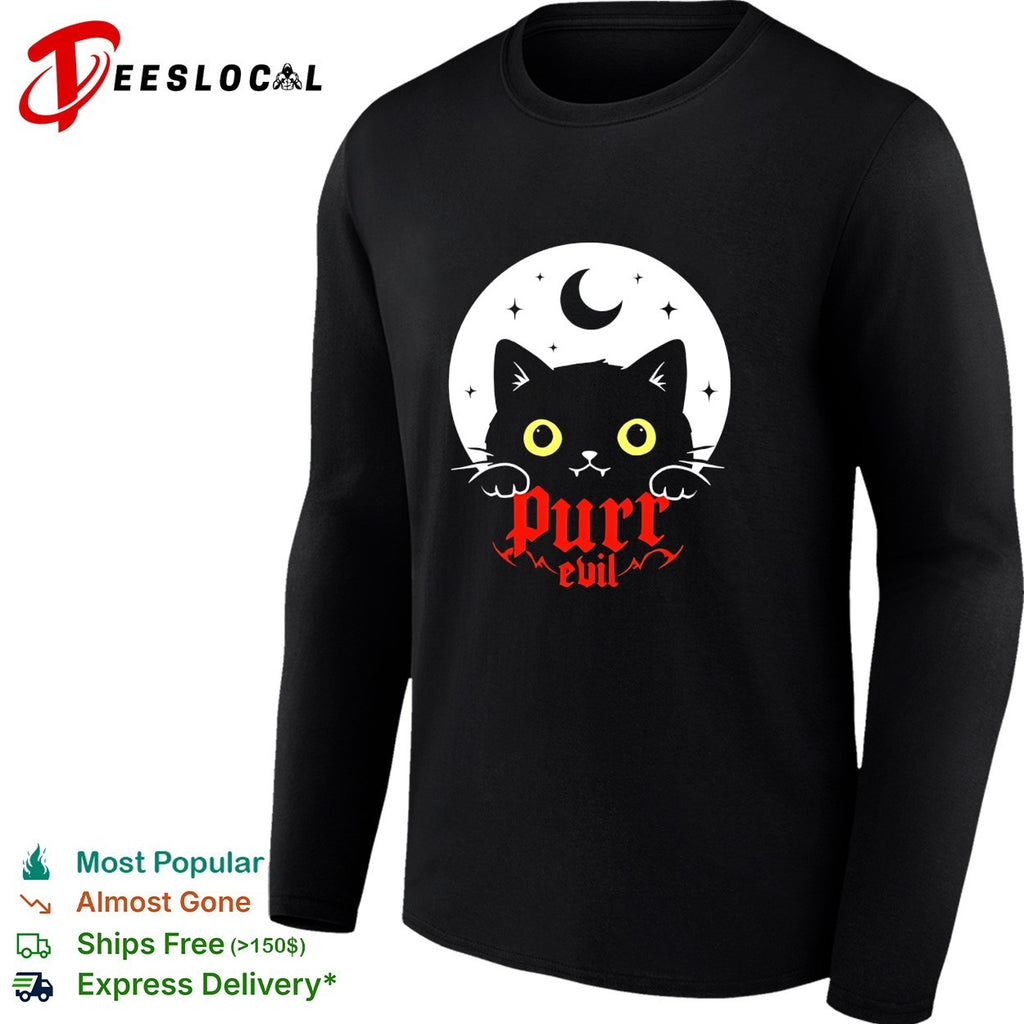 Black cat purr evil moon shirt