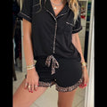 Black with Leopard Trim Ruffle Shorts T-Shirts, Hoodie, Sweatshirt | RetroVerseTees.com