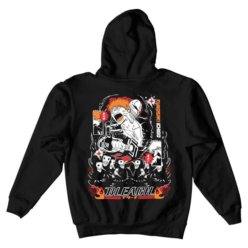 Bleach Hoodie Zaraki Kenpachi Ichigo Bankai Manga Strip Horror Hoodie Tshirt S-4XL Sweatshirt | RetroVerseTees.com