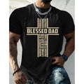 Blessed Dad Cross TNF'WB shield Day Christian TShirt Pure Cotton Fabric Casual Streetstyle Crew Neck Short Sleeve T-Shirt...