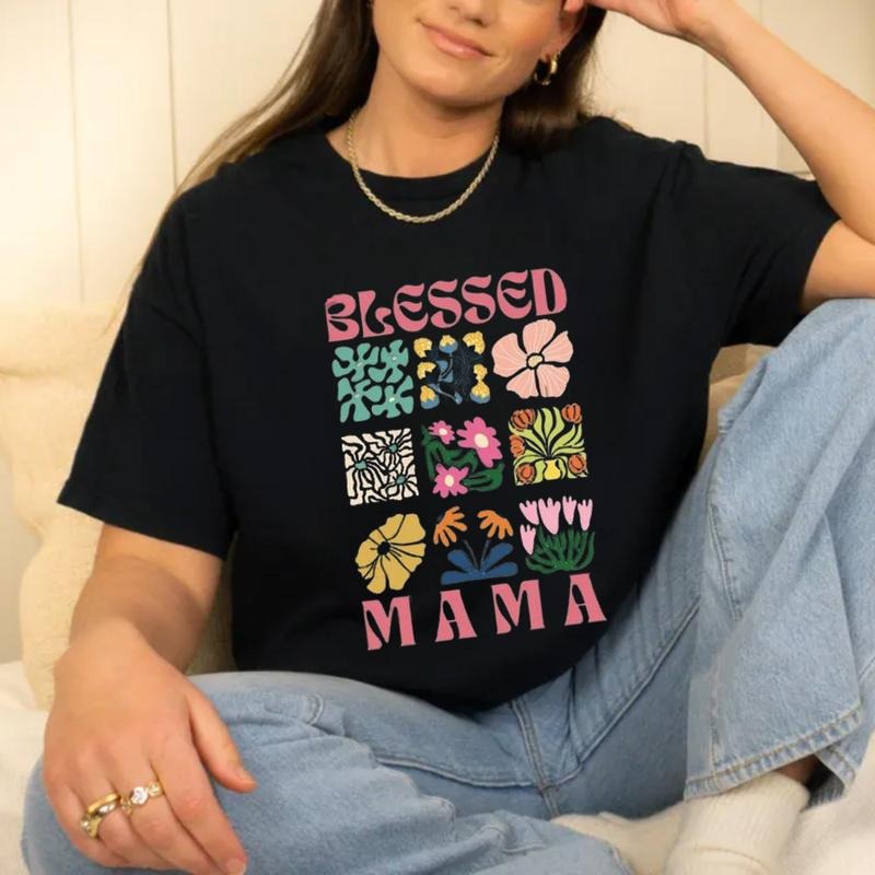 Blessed Mama Christian TNF'WB shield Day Tee Pure Cotton Fabric Casual Streetstyle Crew Neck Short Sleeve T-Shirt Trendy...