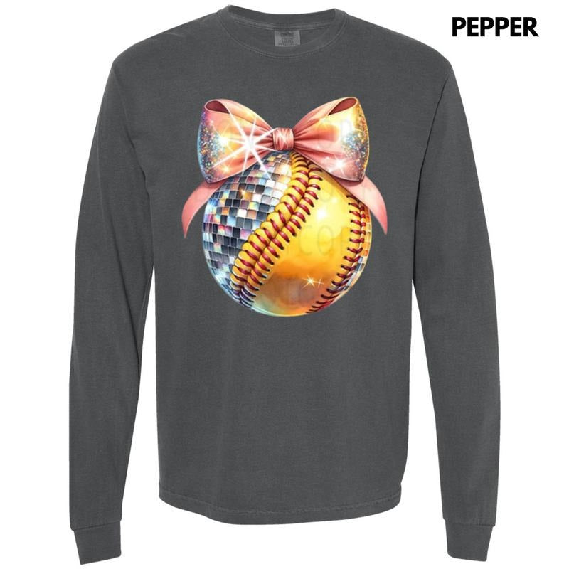 Bling Softball Long Sleeve Comfort Colors T-Shirt Hoodie, Sweatshirt | RetroVerseTees.com