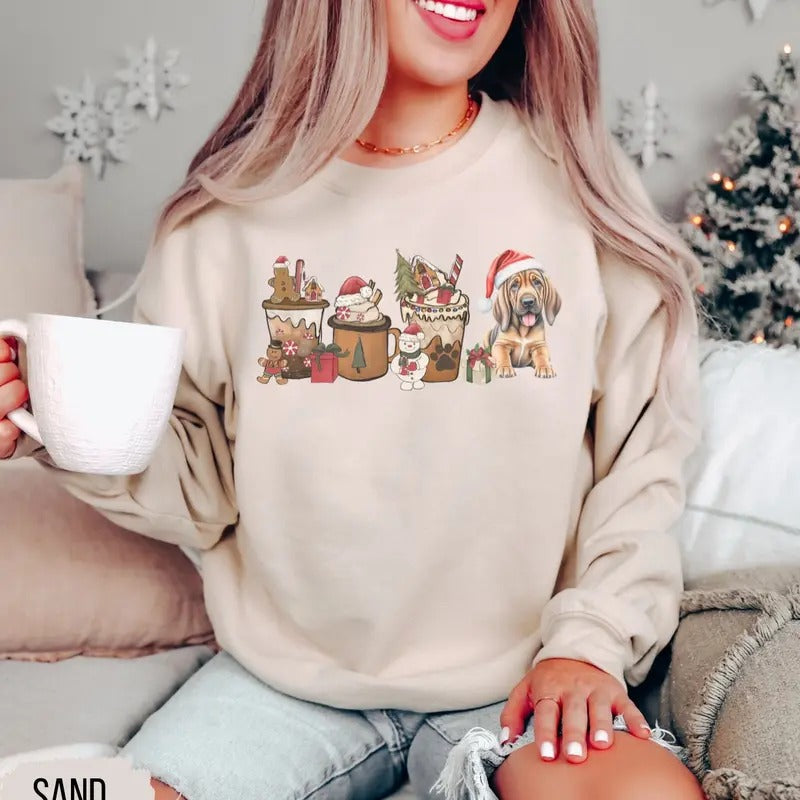 Bloodhound Christmas Dog Sweatshirt, Bloodhound gift, Christmas Dog Sweatshirt, Bloodhound mom, Dog gift for Bloodhound...