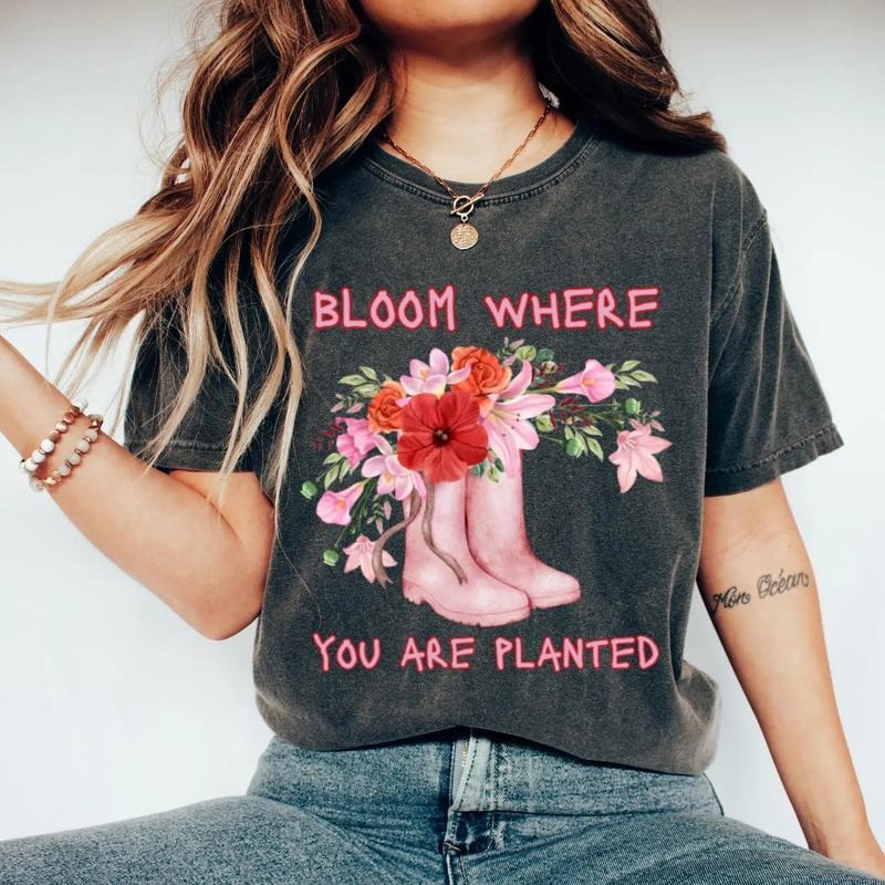 Bloom Where You are Planted Pink DTF Transfers - THIS IS NOT A SHIRT Hoodie, Sweatshirt | RetroVerseTees.com