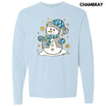 Blue & Gold Spotted Snowman Long Sleeve Comfort Colors T-Shirt 'NLB' Hoodie, Sweatshirt | RetroVerseTees.com