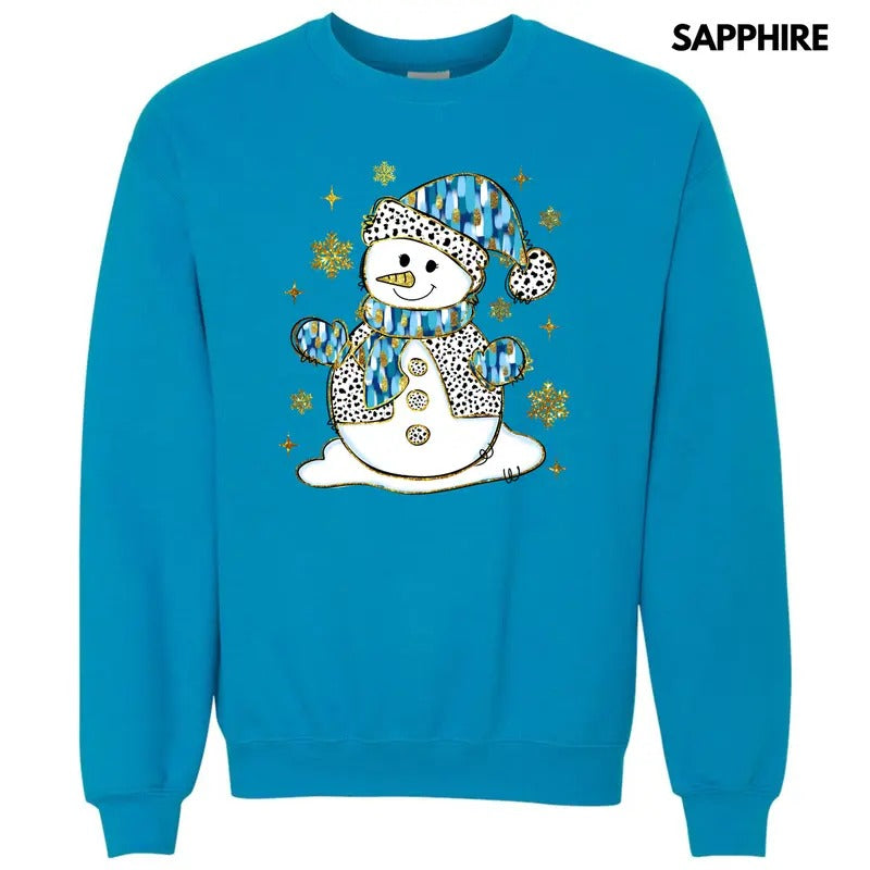 Blue & Gold Spotted Snowman Sweatshirt 'NLB' T-Shirts, Hoodie | RetroVerseTees.com