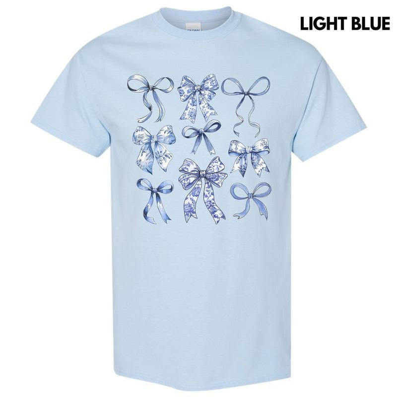 Blue Bow Coquette Collage Gildan Short Sleeve T-Shirt 'NLB' Hoodie, Sweatshirt | RetroVerseTees.com
