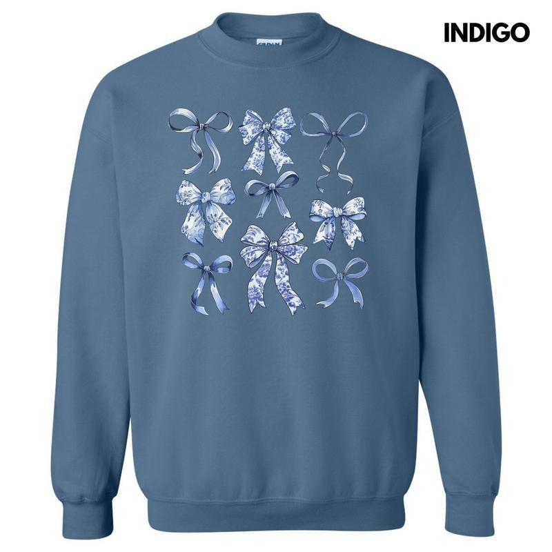 Blue Bow Coquette Collage Sweatshirt 'NLB' T-Shirts, Hoodie | RetroVerseTees.com