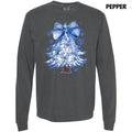 Blue Chinoiserie Christmas Tree Long Sleeve Comfort Colors T-Shirt 'NLB' Hoodie, Sweatshirt | RetroVerseTees.com