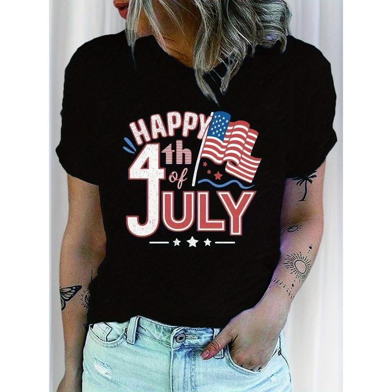 Women'WB shield Patriotic Happy 4th FOG July T-Shirt