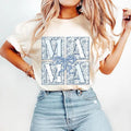 Blue Floral Chinoiserie Mama Coquette tShirt-sweatshirt-hoodie, Checkered Mama tshirt, Mama sweatshirt, Mama Varsity...