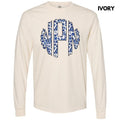 Blue Florals Monogram Long Sleeve Comfort Colors T-Shirt 'NLB' Hoodie, Sweatshirt | RetroVerseTees.com