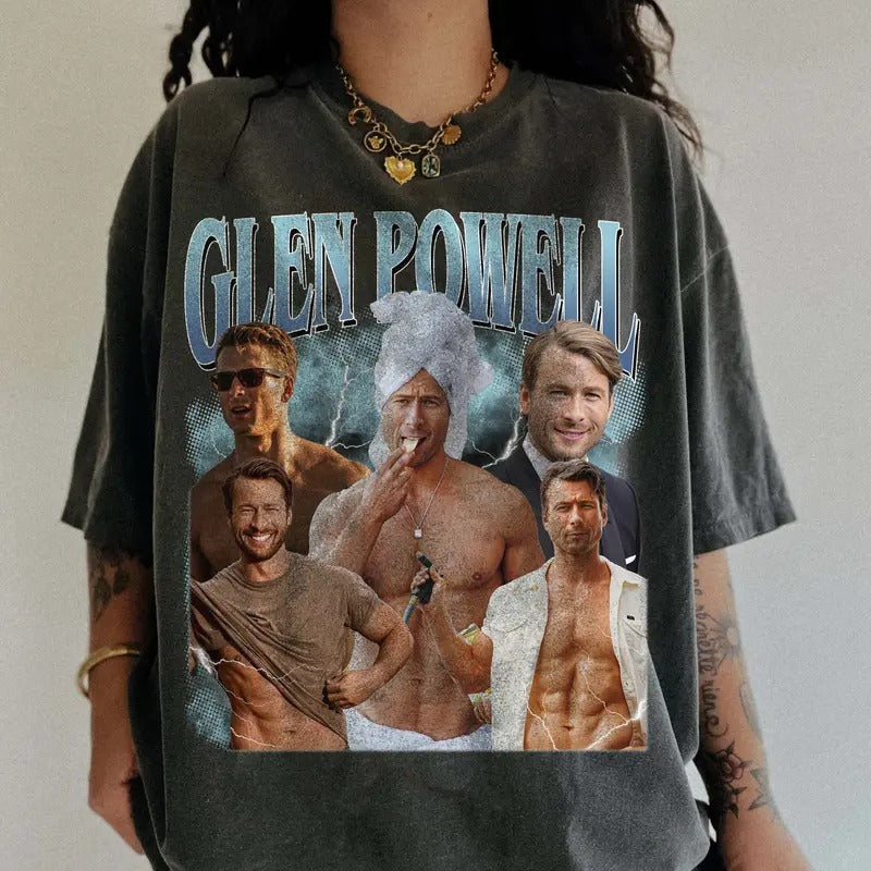 Blue Glen Powell Vintage Gildan & Comfort Colors T-shirt, Sweatshirt, Hoodie | RetroVerseTees.com