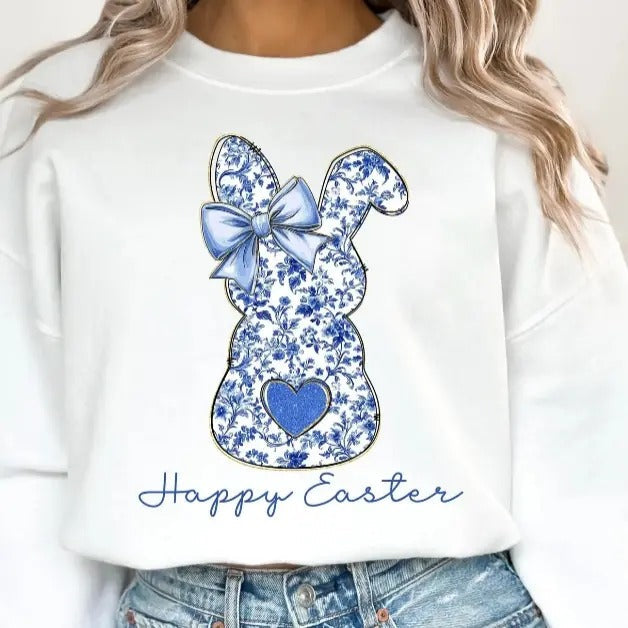 Blue Happy Easter DTF Transfers - THIS IS NOT A SHIRT Hoodie, Sweatshirt | RetroVerseTees.com