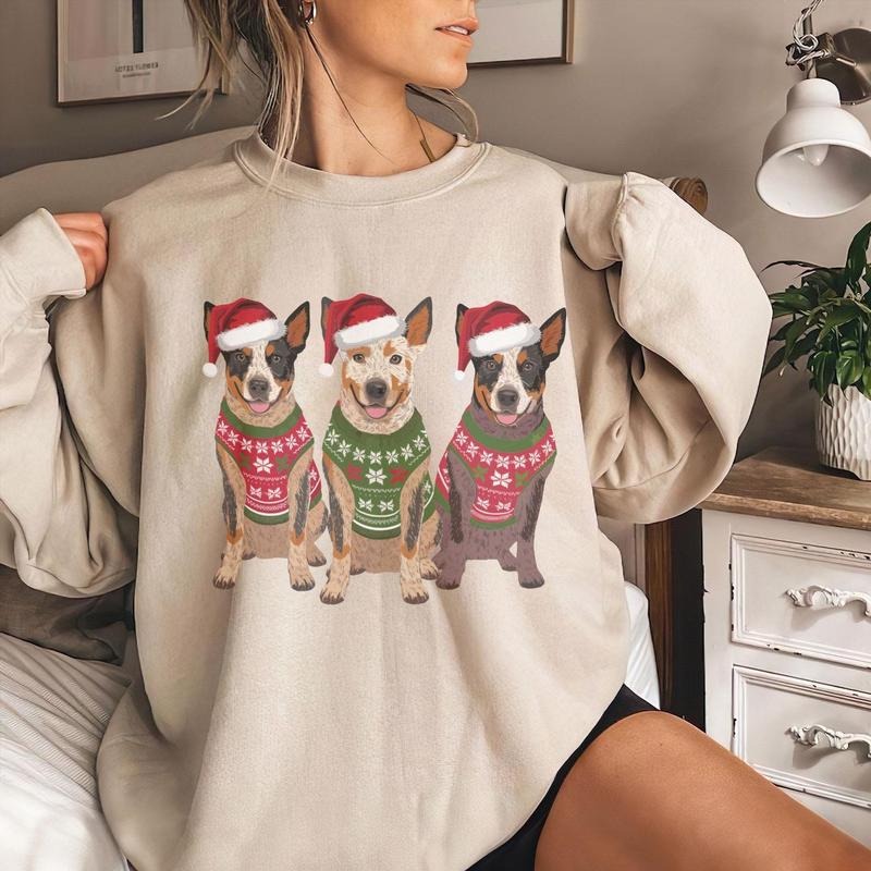Blue Heeler Christmas Shirt, Dog Mom Christmas Sweatshirt, Cattle Dog XMAS Sweater, Pet Owner Christmas Crewneck Pullover...