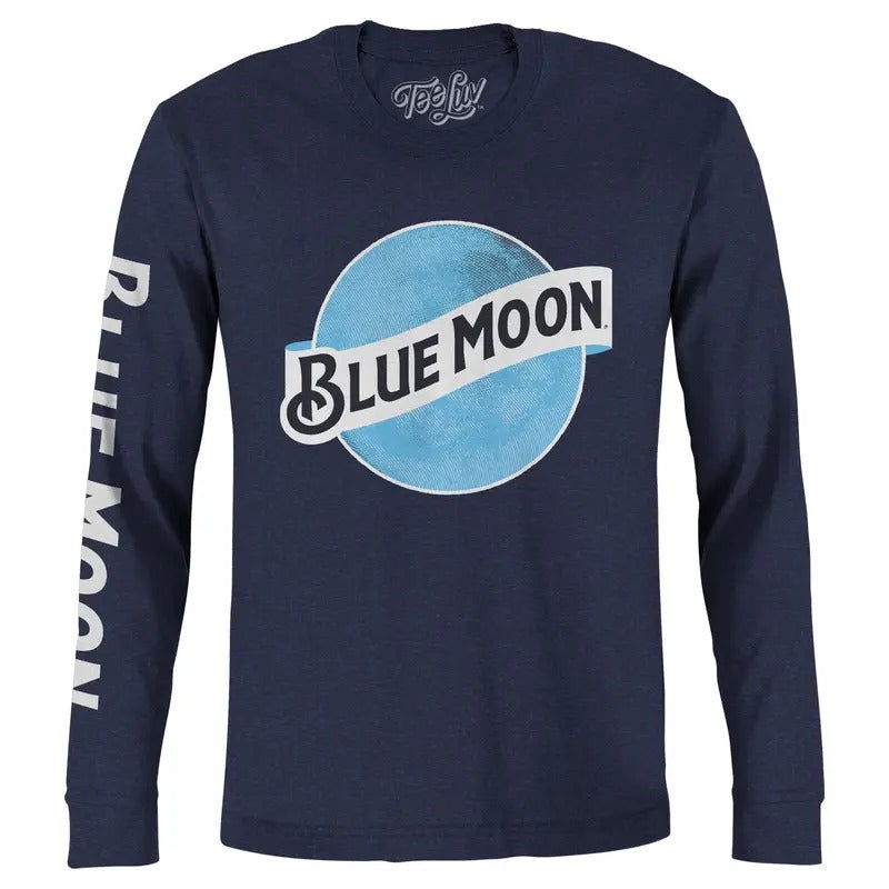 Blue Moon Long Sleeve T-Shirt - Navy Hoodie, Sweatshirt | RetroVerseTees.com