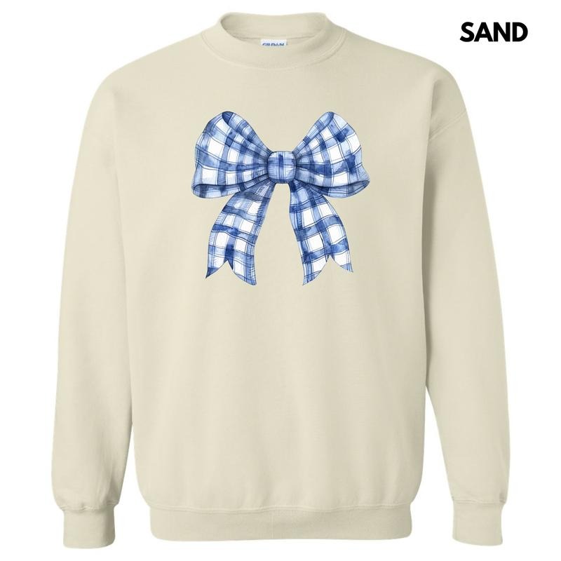 Blue Plaid Big Bow Sweatshirt 'NLB' T-Shirts, Hoodie | RetroVerseTees.com