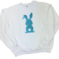 Blue Sequin Bunny Patch Sweatshirt -- WHITE T-Shirts, Hoodie | RetroVerseTees.com