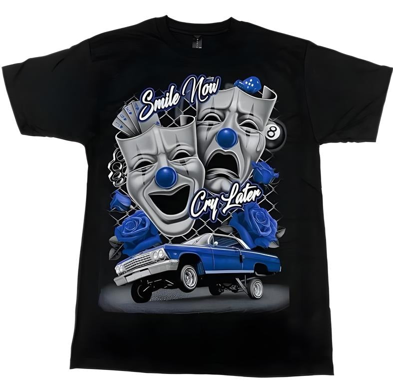 Blue Smile Now Cry Later Shirt, Full Color, Menswear Top, Womenswear Top Tshirt Casual Hoodie, Sweatshirt