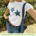 Blue Stars Womens Long Sleeve Graphic Baby Tee
