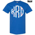 Blue USA Bows Monogram Gildan Short Sleeve T-Shirt 'NLB' Hoodie, Sweatshirt | RetroVerseTees.com