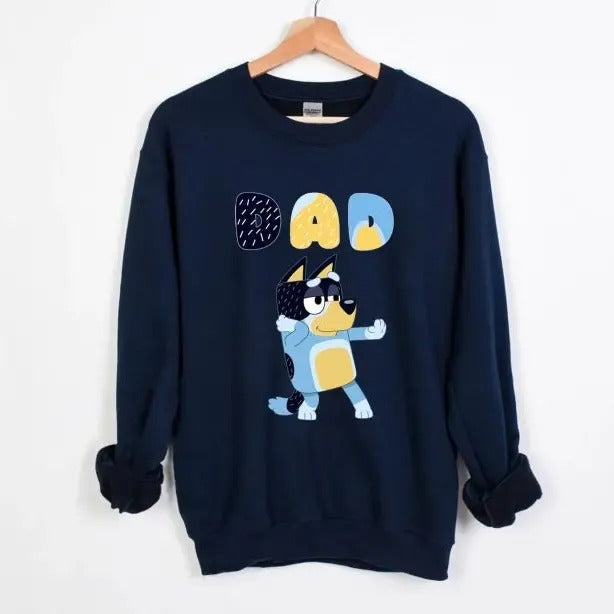 Bluey Dad Fathers Day Sweatshirt T-Shirts, Hoodie | RetroVerseTees.com