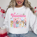 Bluey Dog and Friends Valentine Day Sweatshirt, Bluey Happy Valentine Hoodie, Bluey And Bingo Valentine Couple Shirt,...