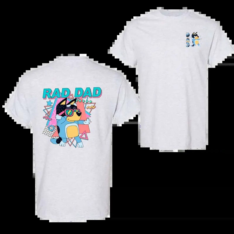 Bluey Rad Dad Shirt, Gift For Father's, Cotton Fabric Relaxed Fit Chic Style, Men's Tops, Menswear, Cotton Fabric Relaxed...
