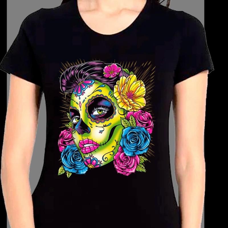 Blusa para mujer de catrina Cotton Casual T-Shirts, Hoodie, Sweatshirt | RetroVerseTees.com