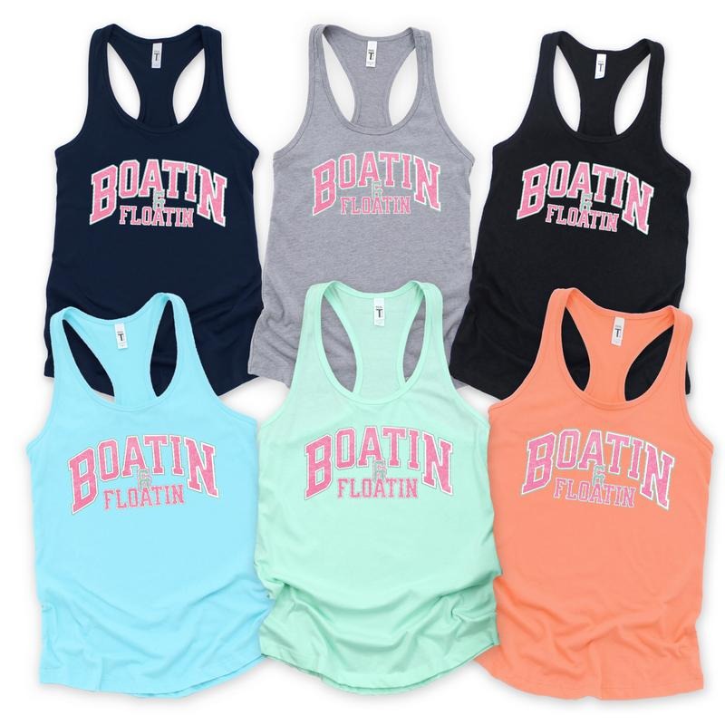 Boatin & Floatin Tank Top WOMENS FIT Racerback Cotton T-Shirts, Hoodie, Sweatshirt | RetroVerseTees.com