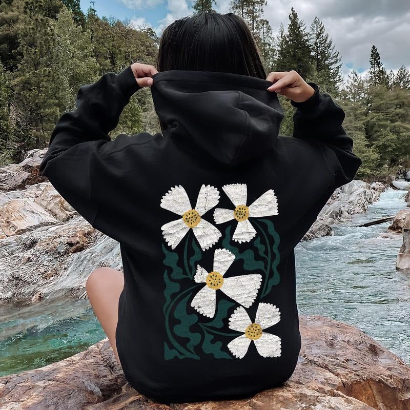 Boho Art Nouveau Flowers, Bold Design Hoodie T-Shirts, Sweatshirt | RetroVerseTees.com