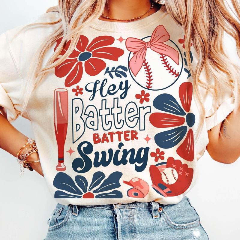 Boho Baseball Batter Batter Swing T-Shirt, Retro Checkered Baseball Coquette Shirt, Game Day Baseball Coquette T-Shirt,...