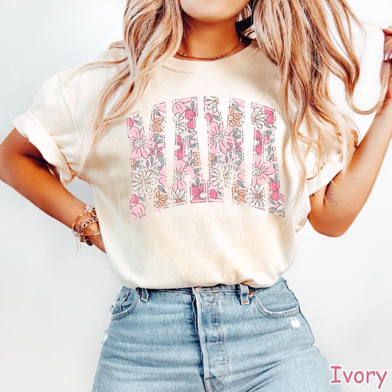 Boho Floral Mama Shirt Mothers Day Gift Trendy Mom Spring Tee Cute Gift for Mom Oversized Shirt for Women Flowers Mama...