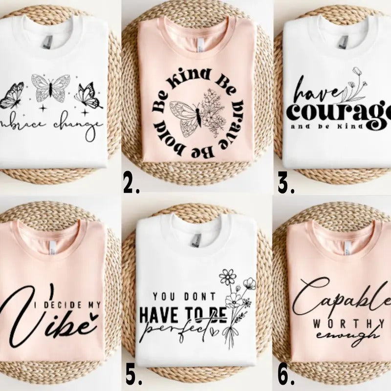 Boho Inspirational, Bundle, Positive Affirmations , Kindness , Always you Worthy Matter Enough , Floral Quotes T-Shirts,...