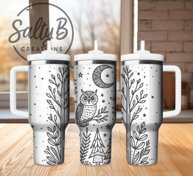 Boho Owl Wooded Print Engraved Tumbler T-Shirts, Hoodie, Sweatshirt | RetroVerseTees.com