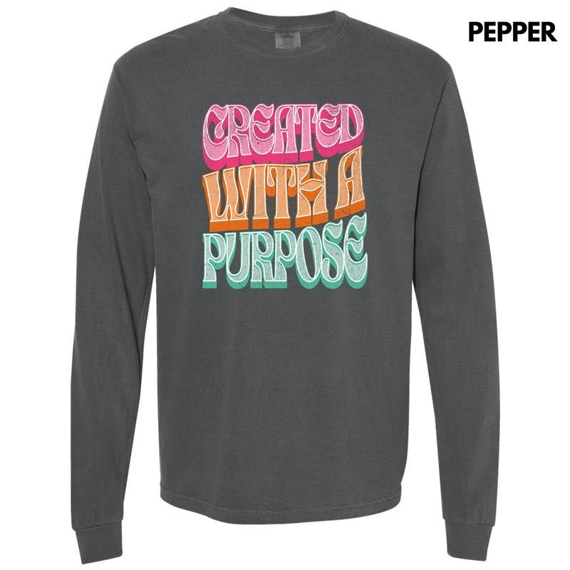Bold Created With A Purpose Long Sleeve Comfort Colors T-Shirt 'NLB' Hoodie, Sweatshirt | RetroVerseTees.com