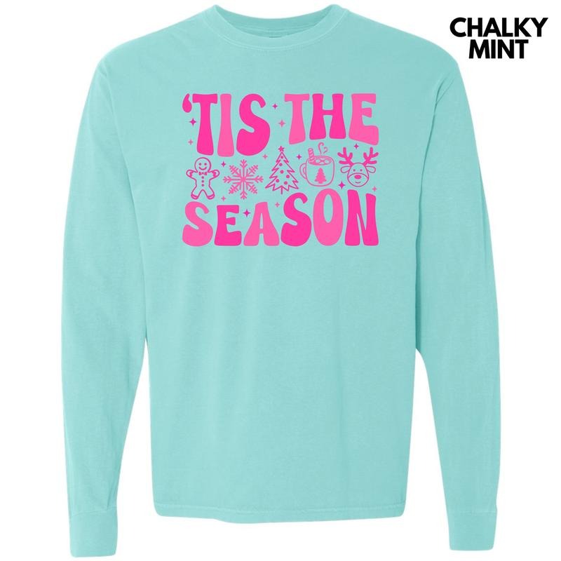 Bold Tis The Season Pink Long Sleeve Comfort Colors T-Shirt 'NLB' Hoodie, Sweatshirt | RetroVerseTees.com