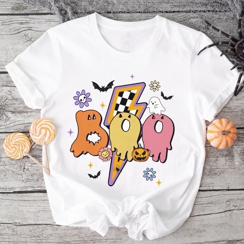 Boo Halloween Shirt Retro Spooky Season Shirt Trick Jumpman Treat Spooky Vibes Shirt Cute Halloween Fall Shirt Gift for...