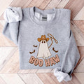 Boo Haw Sweatshirt, Funny Ghost Halloween Hoodie, Unisex Western Halloween Gift Sweater, Matching Spooky Season Long...