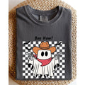 Boo Haw, Cowboy Ghost, Checkered, Western, Halloween Shirt, Women's Comfort Color Tee, Tshirt Hoodie, Sweatshirt