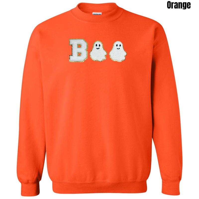Boo Mini Ghost Chenille Patch Sweatshirt T-Shirts, Hoodie | RetroVerseTees.com