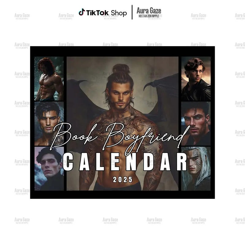 Book Boyfriend Dark Romance For Book Lovers ACOTAR 2025 Wall Calendar, Fourth Wings Monthly Planner, Iron Flame Gift For...
