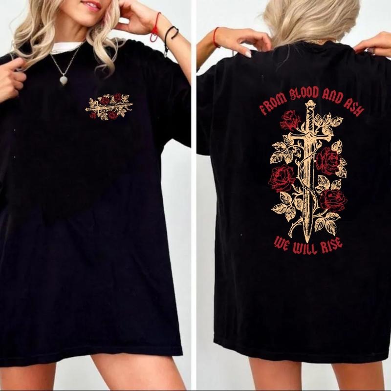 Book Lover Gift, From Blood And Ash We Will Rise Shirt, Unisex Sweater Pullover Tee Hoodie, Sweatshirt | RetroVerseTees.com