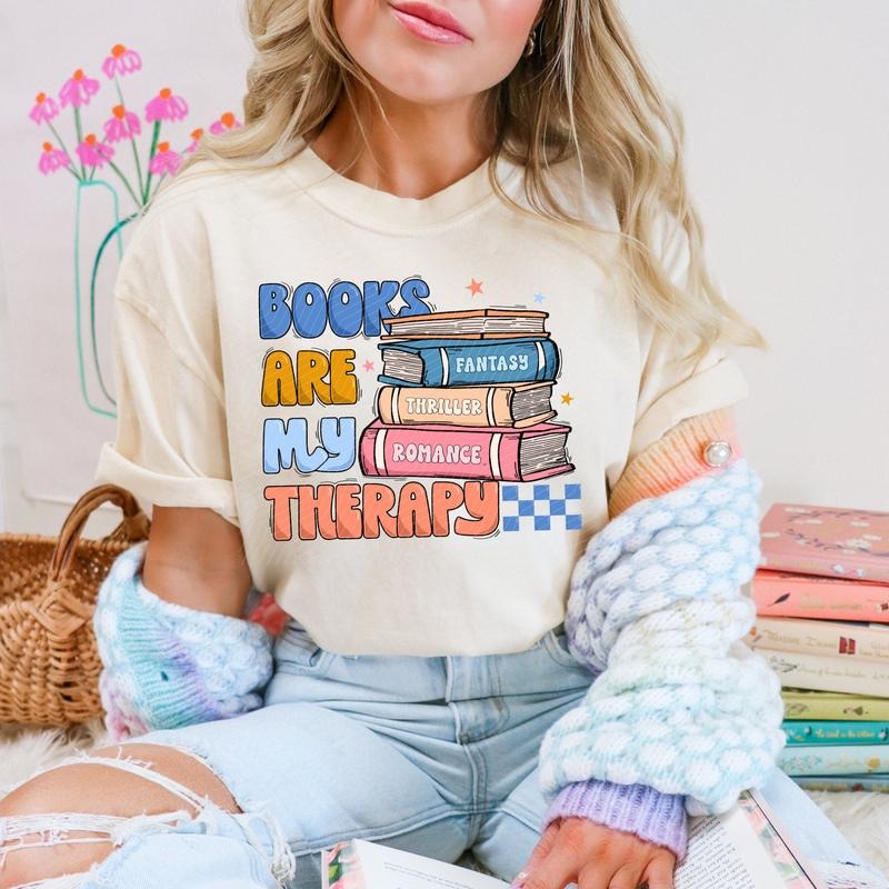 Books are my Therapy DTF Transfers - THIS IS NOT A SHIRT Hoodie, Sweatshirt | RetroVerseTees.com