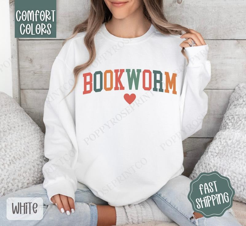 Bookworm Comfort Colors Sweatshirt, Book Lover Crewneck, Bookish  Women's Sweater T-Shirts, Hoodie | RetroVerseTees.com