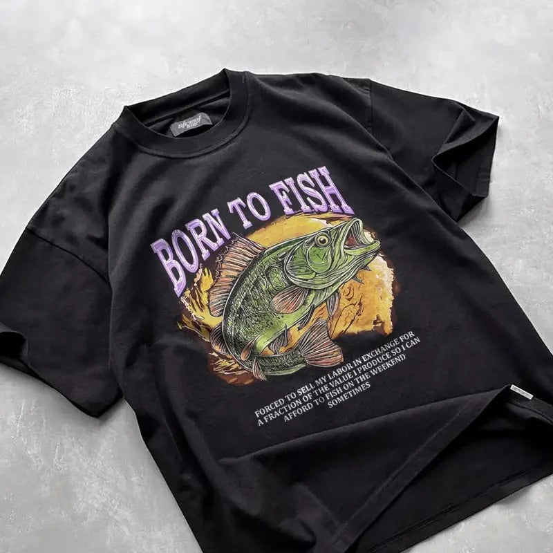 Born To Fish Forced To Sell My Labor Fishing, Meme T-Shirt, Fishing Shirt For Men, Funny Fisher Tee, Husband Shirt, Gift,...
