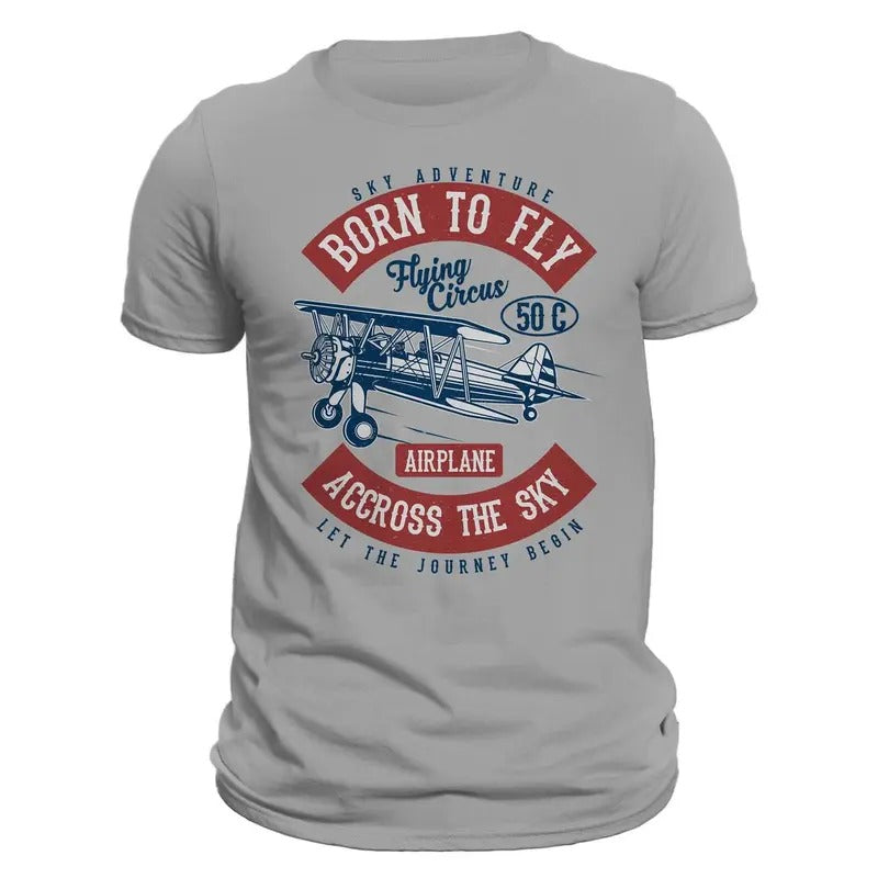 Born To Fly Across The Sky Airplane Pilot Men's T-Shirt Casual Crewneck Hoodie, Sweatshirt | RetroVerseTees.com