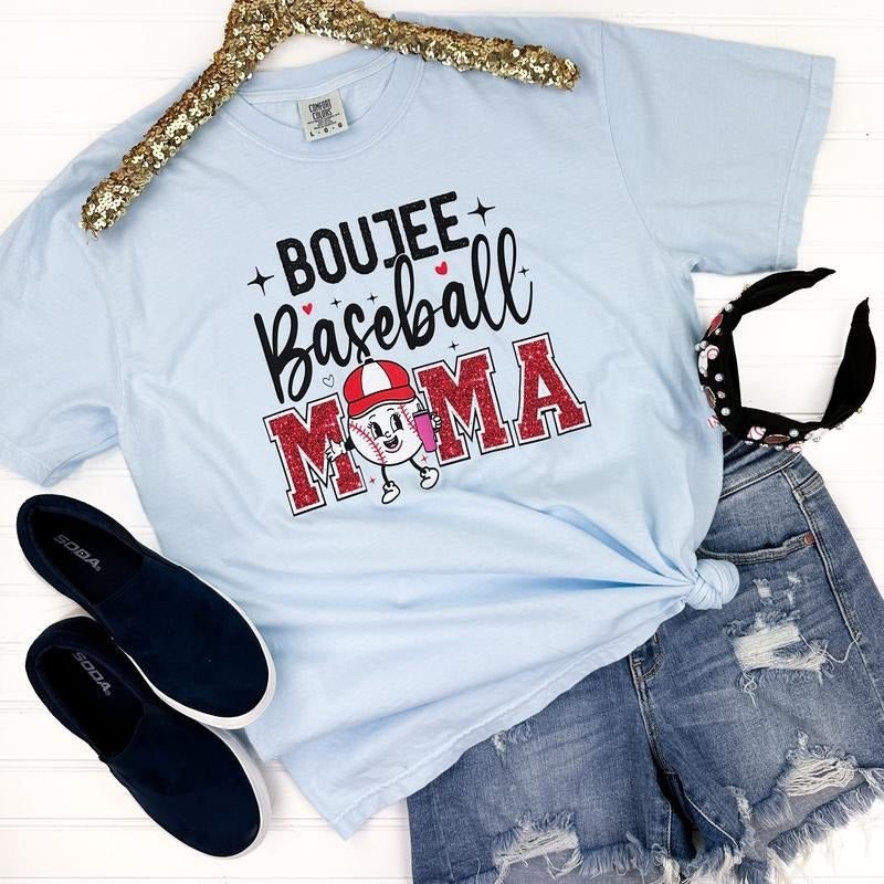 Boujee Baseball Mama Comfort Colors T-Shirt Hoodie, Sweatshirt | RetroVerseTees.com
