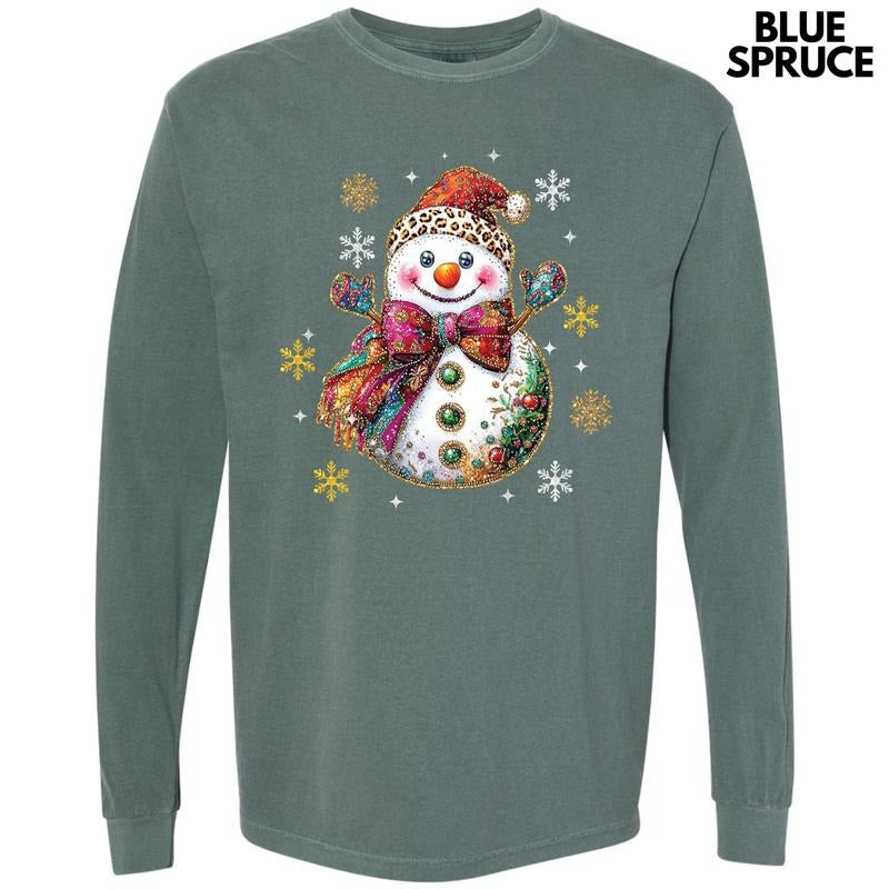 Boujee Snowman Long Sleeve Comfort Colors T-Shirt 'NLB' Hoodie, Sweatshirt | RetroVerseTees.com