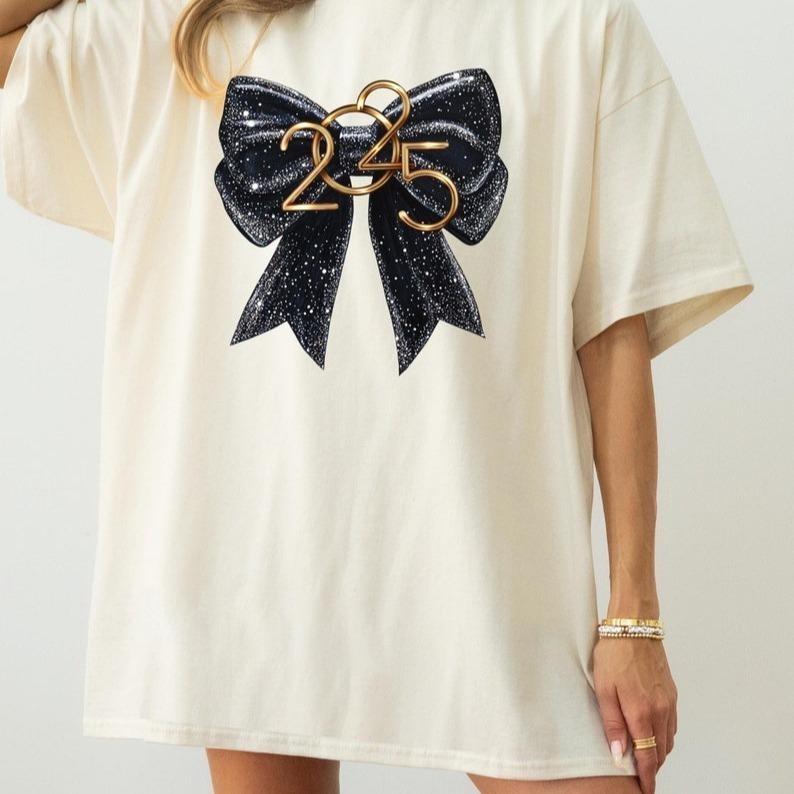 Bow New Years Eve  Shirt, Nye , Oversized, Coquette New Years, Coquette , 2025 Happy New Year Hoodie, Sweatshirt